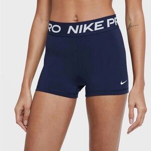 NIKE Wm PRO TIGHT FIT MID RISE 3 INCH BLUE Large CZ9857-451 COMPRESSION SHORTS